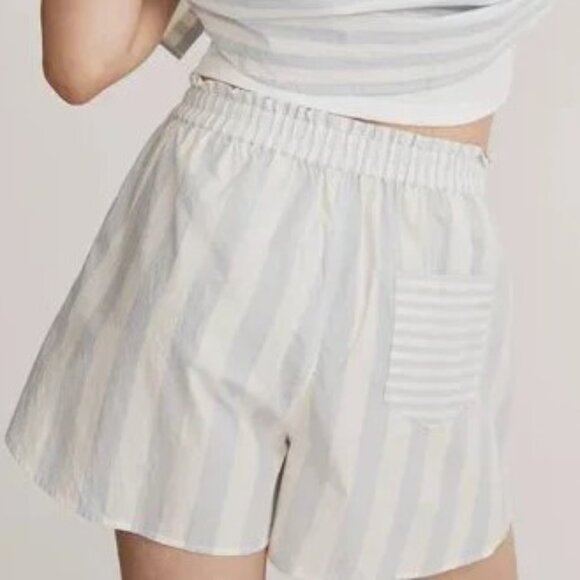 NWT Madewell Striped Elastic Waist Pull-On Shorts Sz LG - Picture 2 of 6